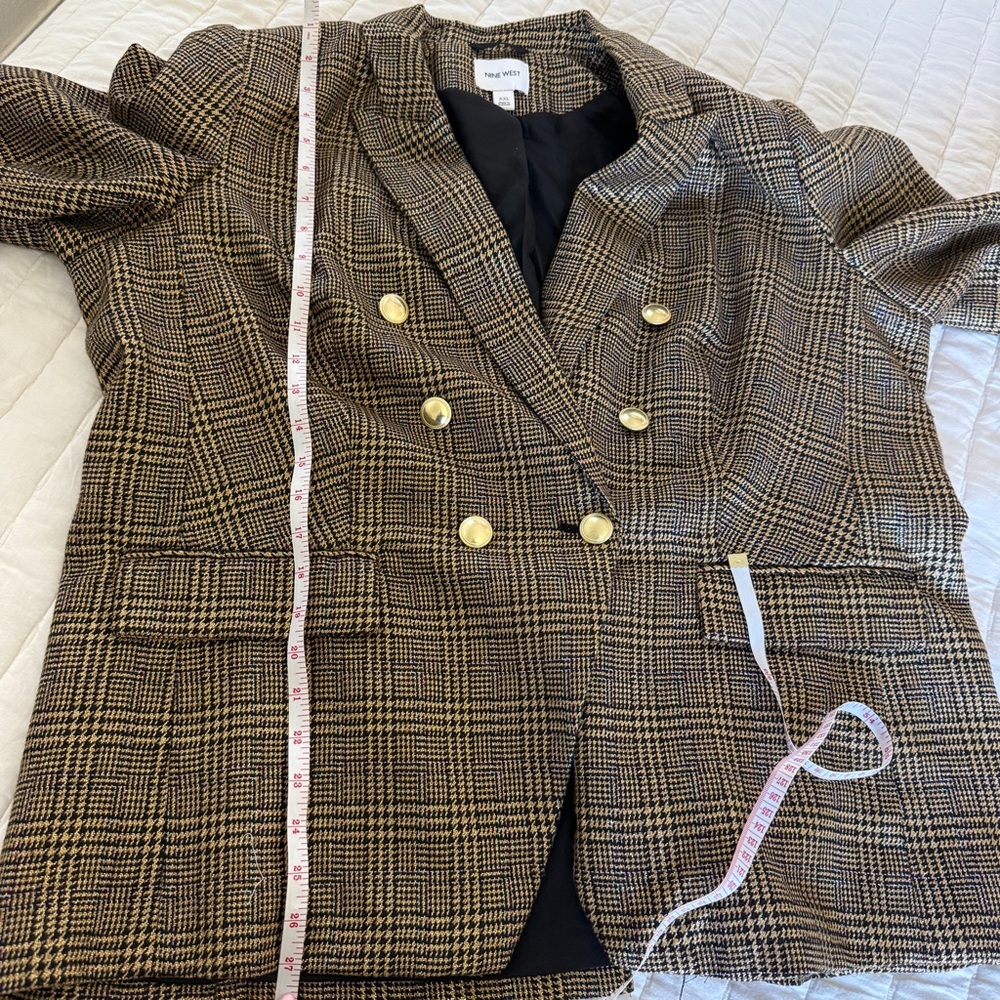 Nine West golden Metallic Double Breasted jacket plaid holiday festive size XXL - Picture 9 of 9